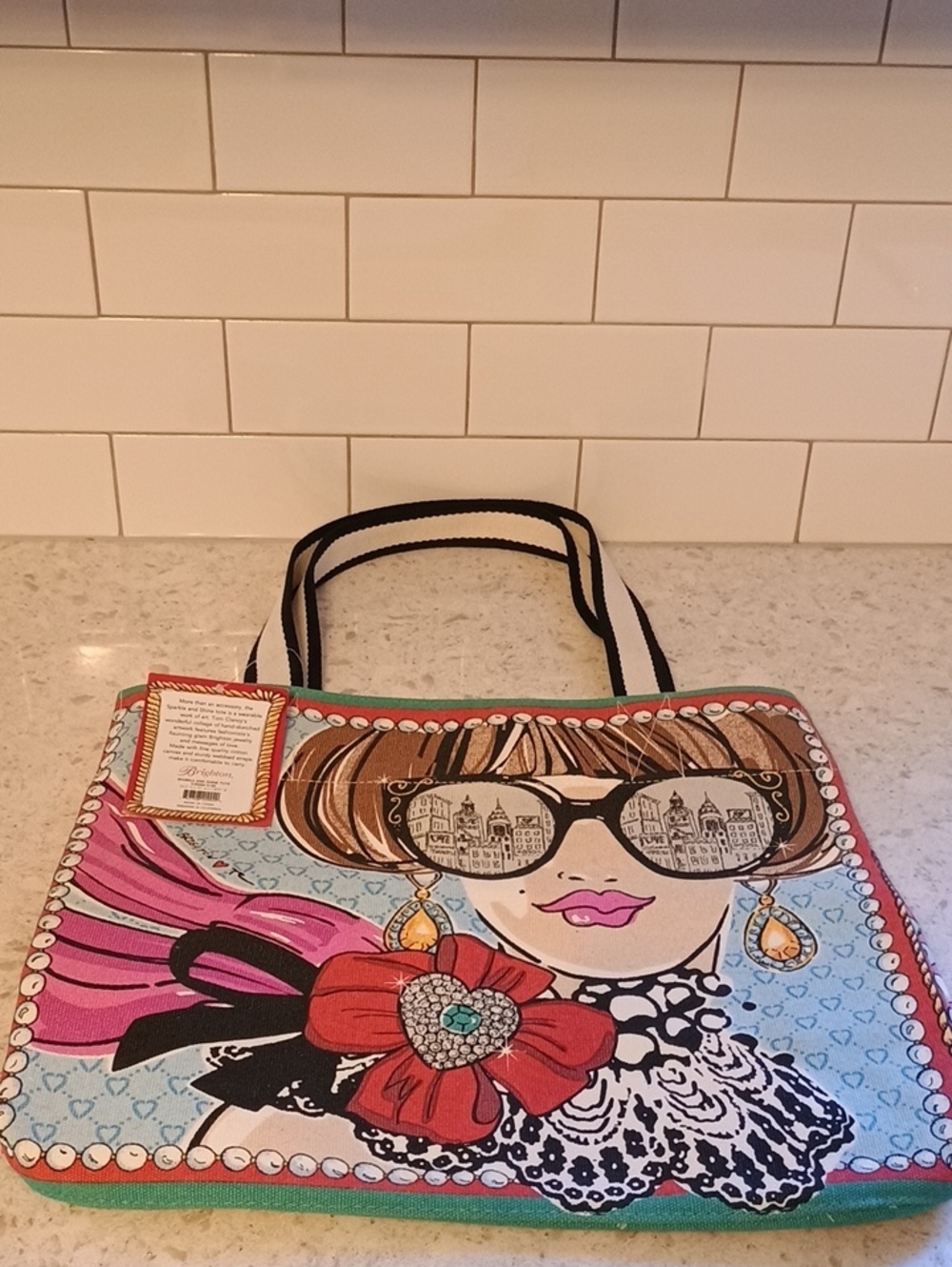 NWT Brighton By Tom Clancy "Sparkle & Shine Illustrated Canvas Tote Bag